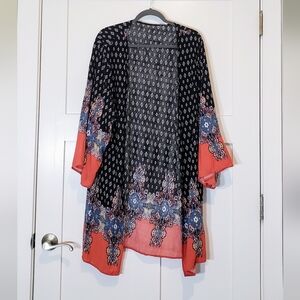 POL Kimono Open Cardigan Lightweight Multi Print Multicolored Size XL Floral